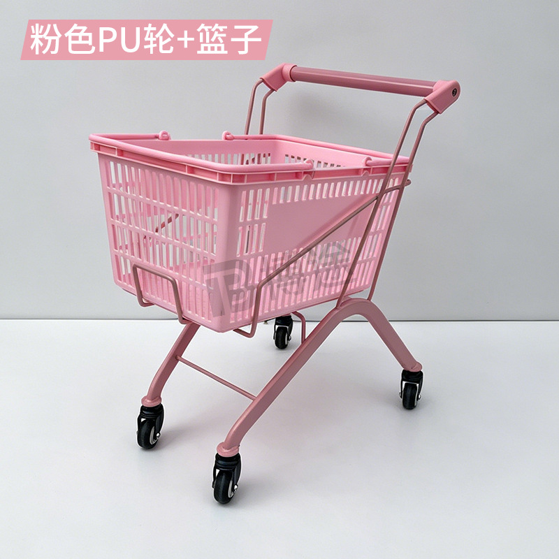 Mini Carrito de Compras Infantil de Metal y Poliuretano con Ruedas de PU para Tienda de Conveniencia