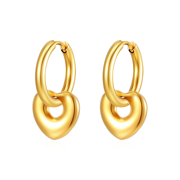 Pendientes colgantes de moda transfronteriza europea y americana, aretes redondos de acero inoxidable de todo fósforo, pendientes simples para mujer de 18K chapados al por mayor