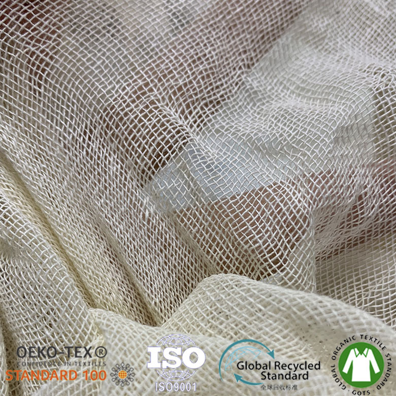 GOTS认证环保有机棉网布纱布购物袋束口袋收纳袋面料