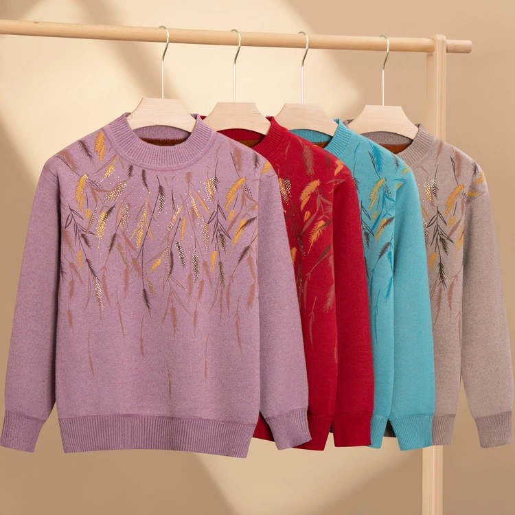 Новый стиль мамы осенний вязаный свитер пуловер толстый бархат