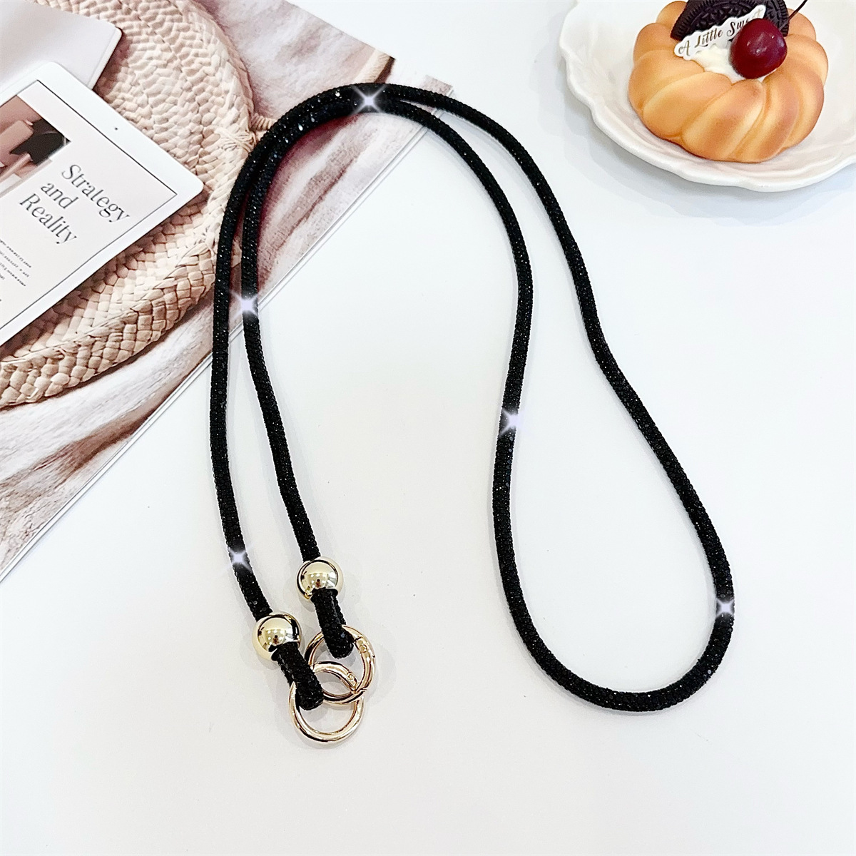 블랙-골드 비즈 [6mm 크로스바디]