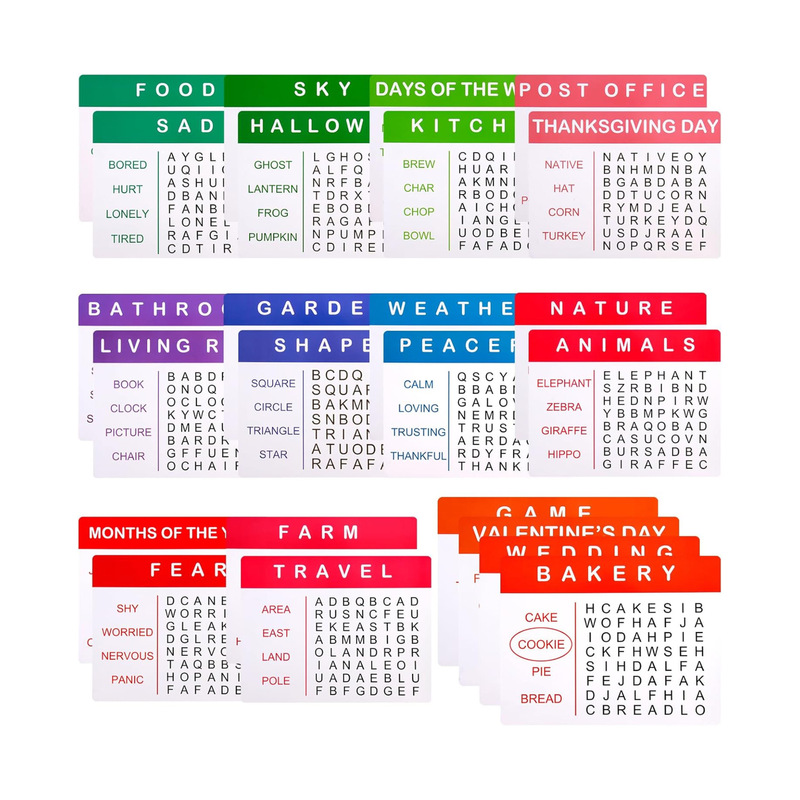 Factory Direct Sale of 24 Reusable Printed Word Search Cards for Cross-Border Popular Items to Prevent Dementia