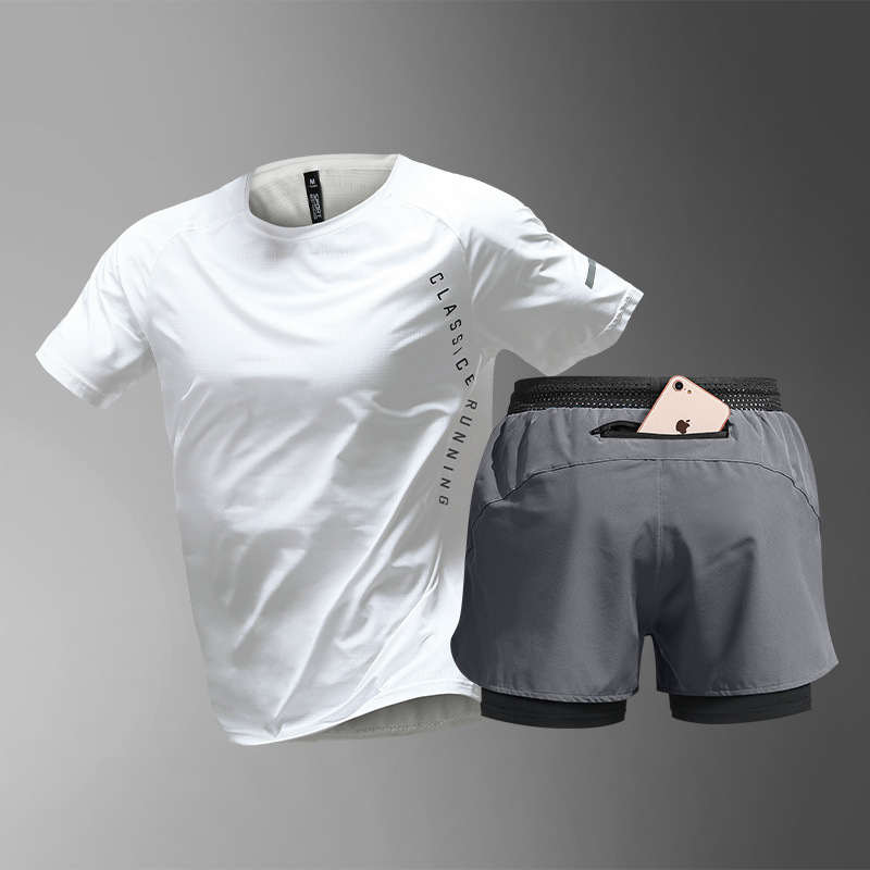 Running sports suit hombre maratón hielo veloz camiseta de verano atletismo ciclismo entrenamiento ropa de fitness