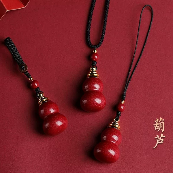Wholesale Cinnabar Gourd Pendant Empty Bottle Can Be Filled with Purple Gold Sand, Fortune and Prosperity Necklace Keychain Men's Pendant Low Content