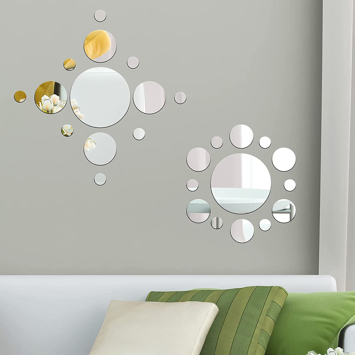 Etiqueta de pared autoadhesiva 3D, espejo acrílico redondo, decoración removible y creativa para pared, combinación de estilos