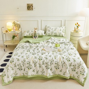 Washed Cotton Air Conditioning Quilt, Summer Cooling Quilt, Four-Piece Set, Ice Silk Cooling Quilt, Quilt Core, Machine Washable