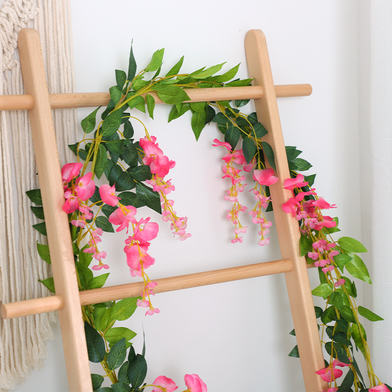Simulation wisteria flower iron wire rattan decorative flower plastic flower string Vine air conditioning pipe shielding winding suspended ceiling