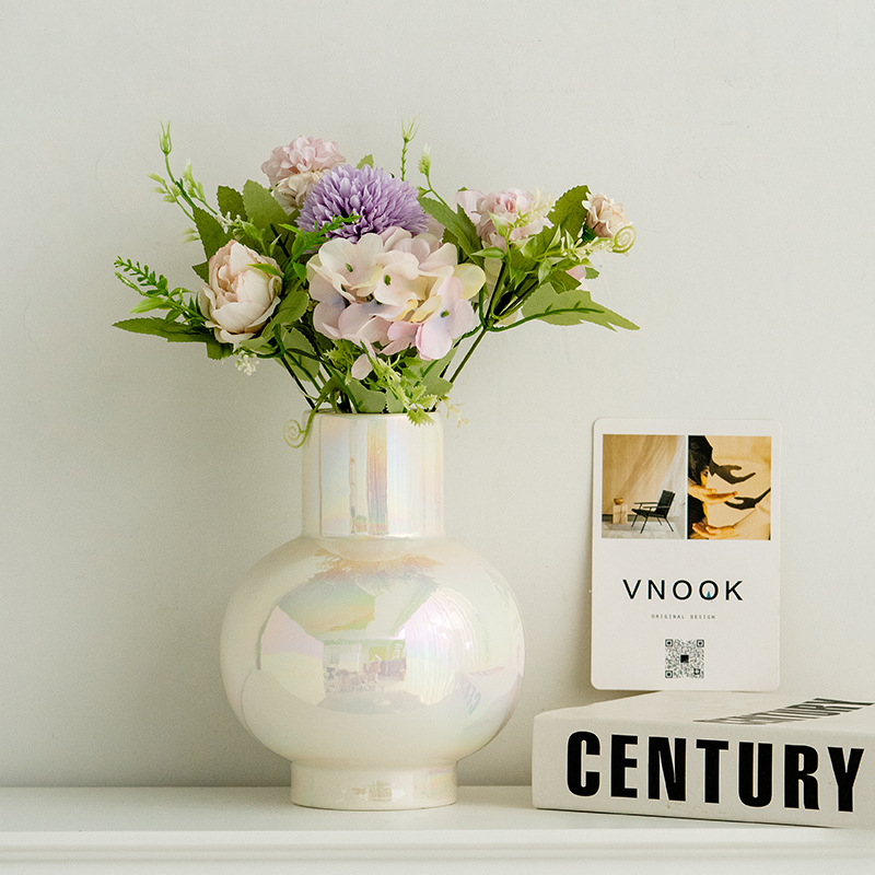 蜀門北歐夢幻輕奢陶瓷裝飾乾花水養鮮花花瓶家居客廳餐桌花瓶擺件