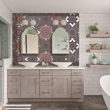 10片装曼陀罗花纹墙贴 浴室厨房装饰自粘墙防水防油墙贴PVC贴纸