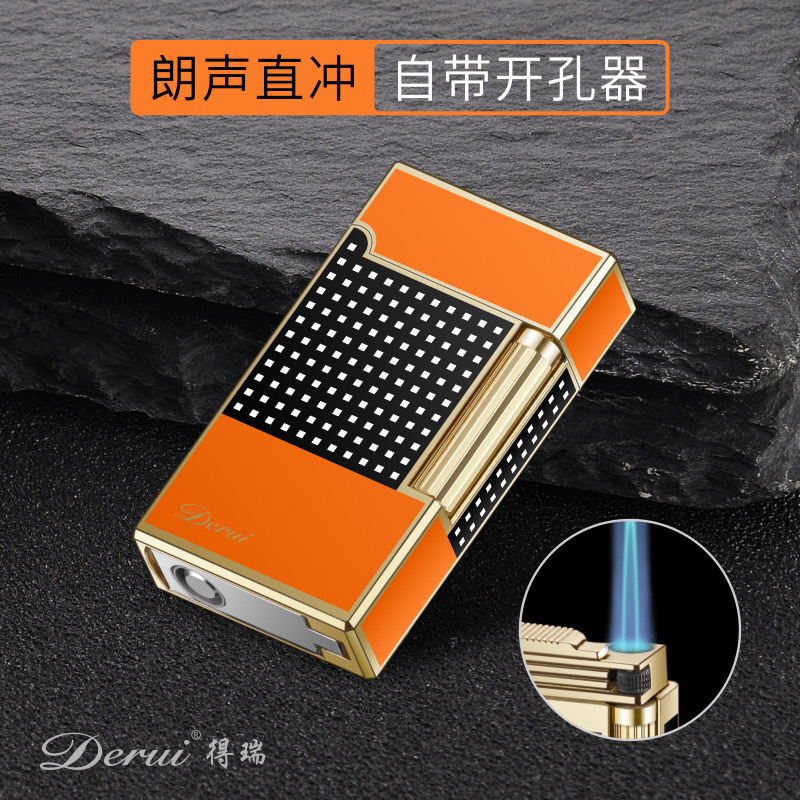 デルイ DR600 サイドスライド式 音量大 ライター メタル製 充填式 シガーカッター付き メンズギフト 軽量高級品|undefined