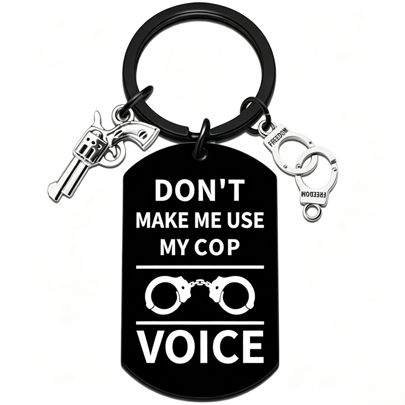 Amazon cross-border safety inspirational stainless steel keychain gift police station badge keychain accessory pendant Amazon cross-border safety inspirational stainless steel keychain gift police station badge keychain accessory pendant