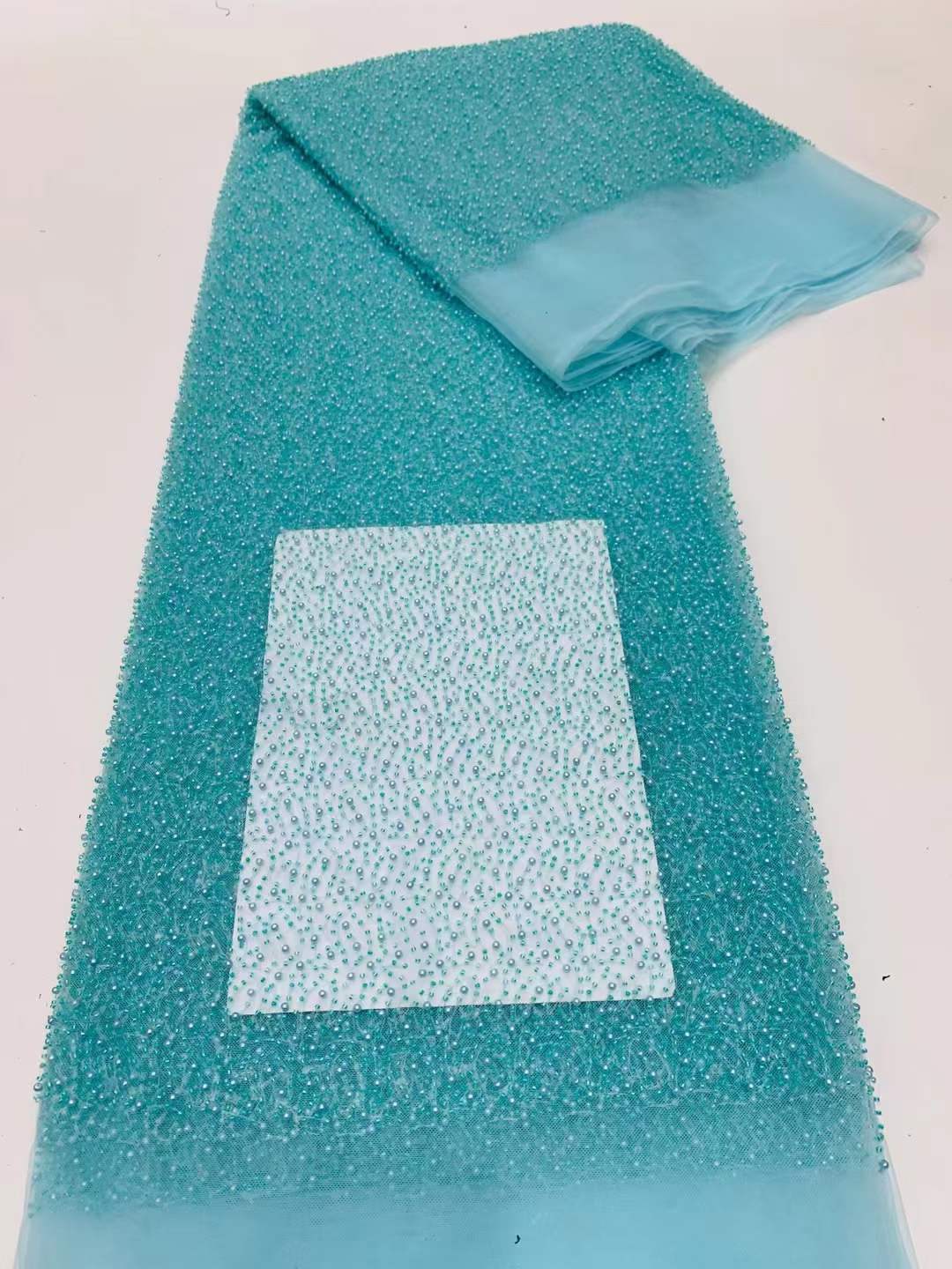 Cifrado tubo burbuja de cuentas bordado velo de novia vestido de tela en stock vestido de baile tela de encaje JX3404