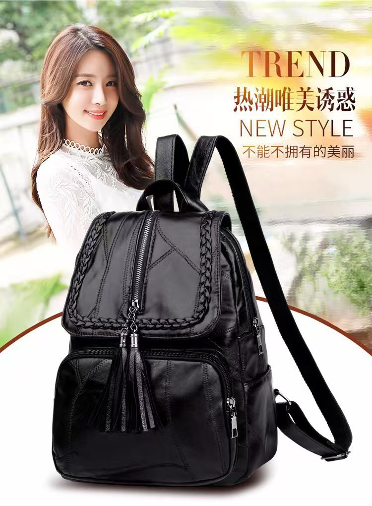 Grenzüberschreitend neu 2026 Freizeit-Rucksack für Damen PU mit Fransen vielseitig kombinierbar Damenbeutel Studentenrucksack Reiserucksack Schulrucksack