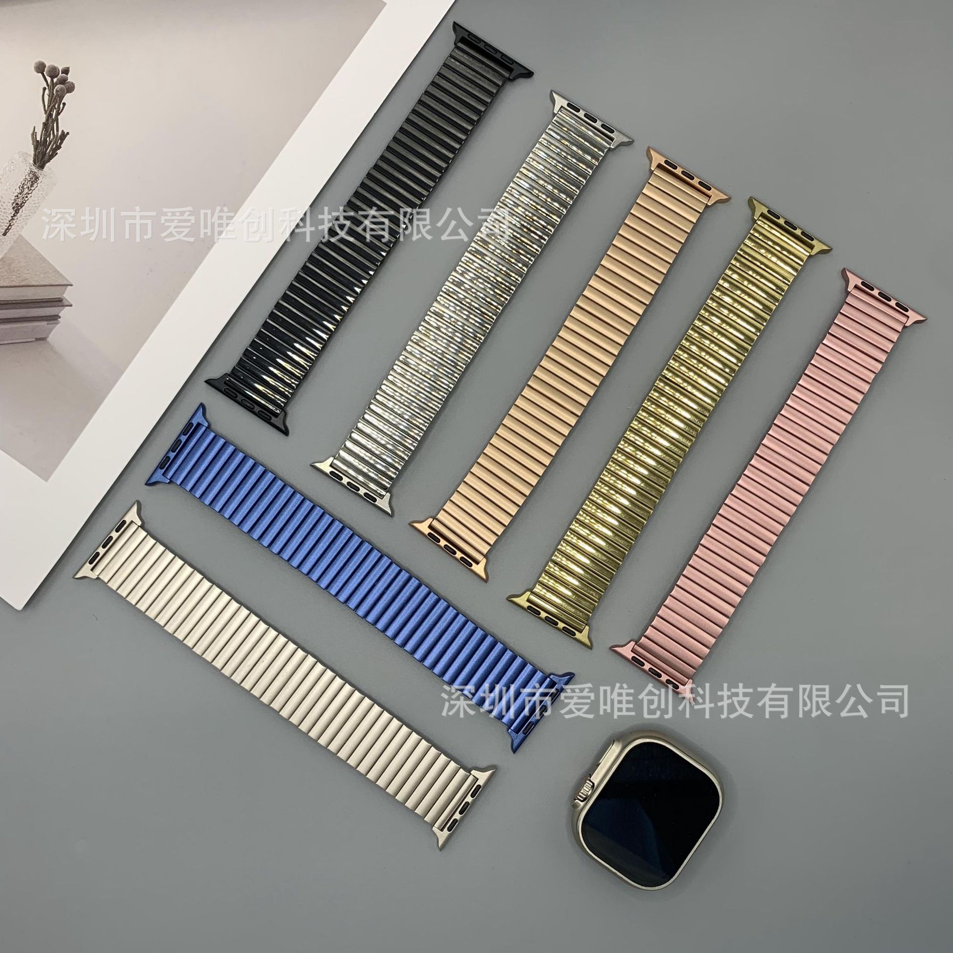 for iwatch watch with a bamboo stretch stainless steel metal strap huawei gt samsung apple strap