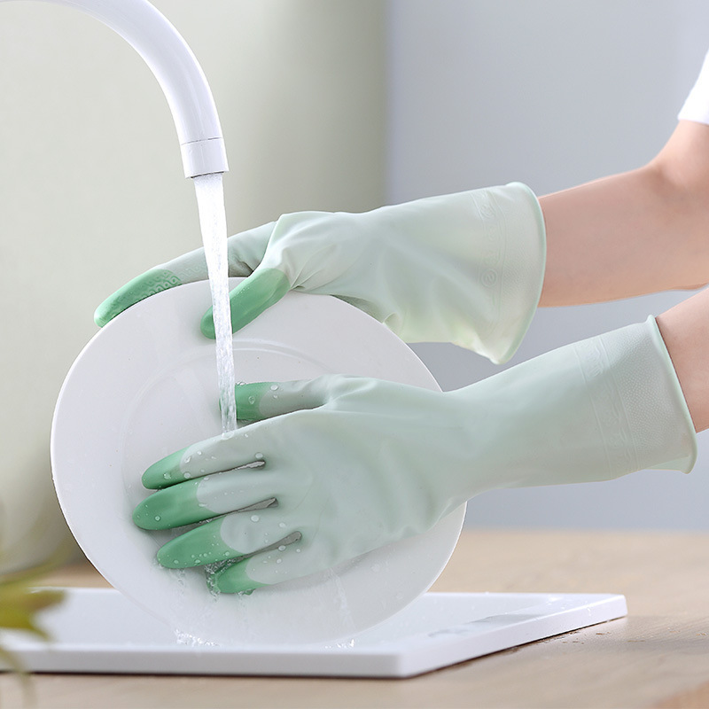Guantes de limpieza del hogar lavaplatos y lavado de vegetales duradera impermeable lavado femenino tazón Limpieza de goma guantes de cuero al por mayor