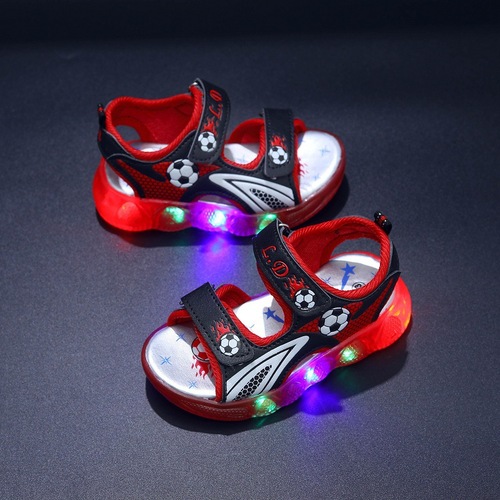 Boys' Sandals with Lights  Summer New Children's Beach Shoes 1-6 Years Old Soft Soled Boys Sandals