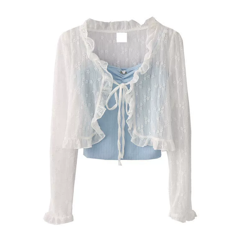 Summer cute lace thin cardigan, jacket, lifting effect