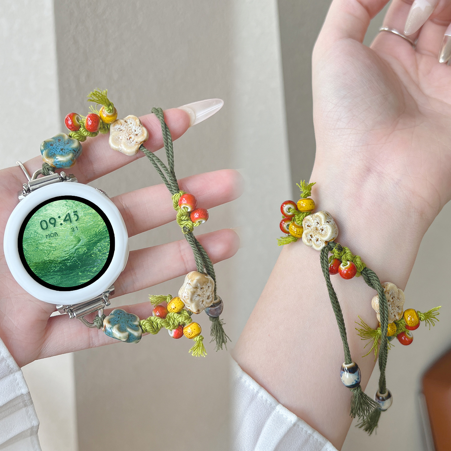 Suitable for Huawei Gt6 Watch Gt5Pro Strap Gt5 New Ceramic Beaded Watch4 Drawstring Wristband Women's Autumn