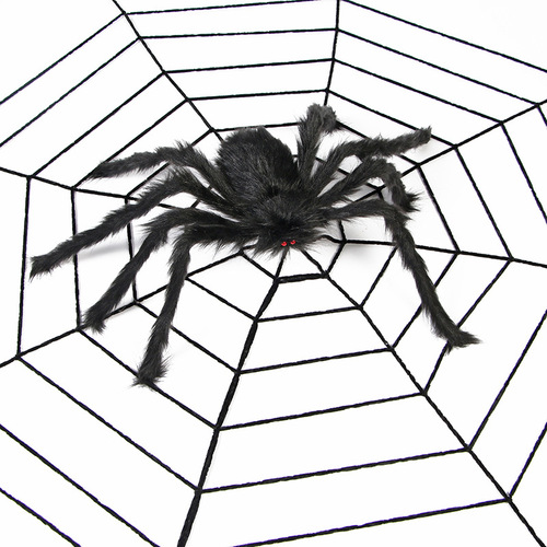 Spider web Halloween spider party decoration props spider web mystery room pranks simulation plush spider wholesale