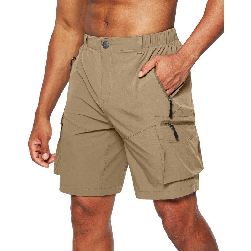 2023 Summer New Men's Multi-Pocket Tooling Shorts Amazon plus size Zipper Casual Quick-Dry Shorts
