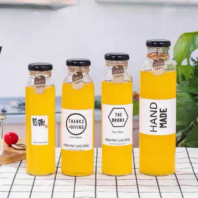 批发310-500ML冷泡茶瓶奶茶饮料果汁酵素瓶创意密封玻璃瓶子带盖