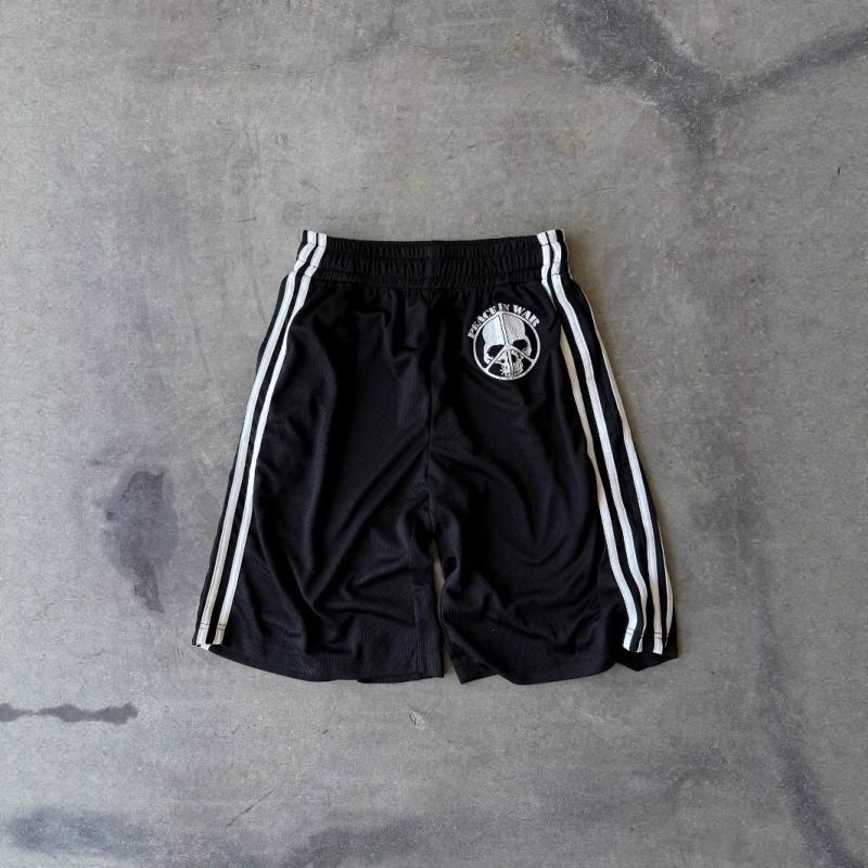 European and American Cross-Border Elastic Drawstring Waist Striped Printed Shorts Five-Point Casual Sports Pants Hip-Hop High Street Y2K