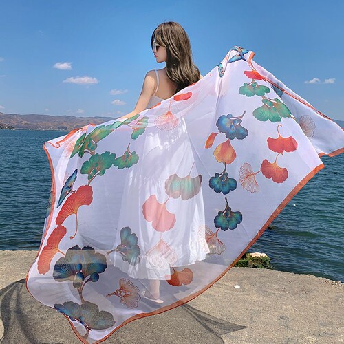 2025 new Youruoya silk scarf for women's beach sun protection shawl Sanya seaside shawl scarf for summer thin style