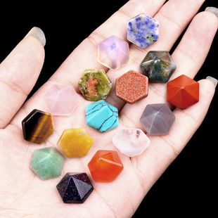 2098-Cross-Border Hot Selling Pink Crystal Agate Semi-Precious Stone Six-Sided Pyramid Ring Surface European and American Popular Jewelry Accessories