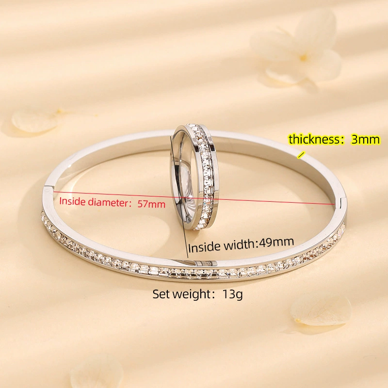 Bracelet stainless steel, ring, set, accessory, fashionable jewelry, light luxury style, wholesale, simple and elegant design