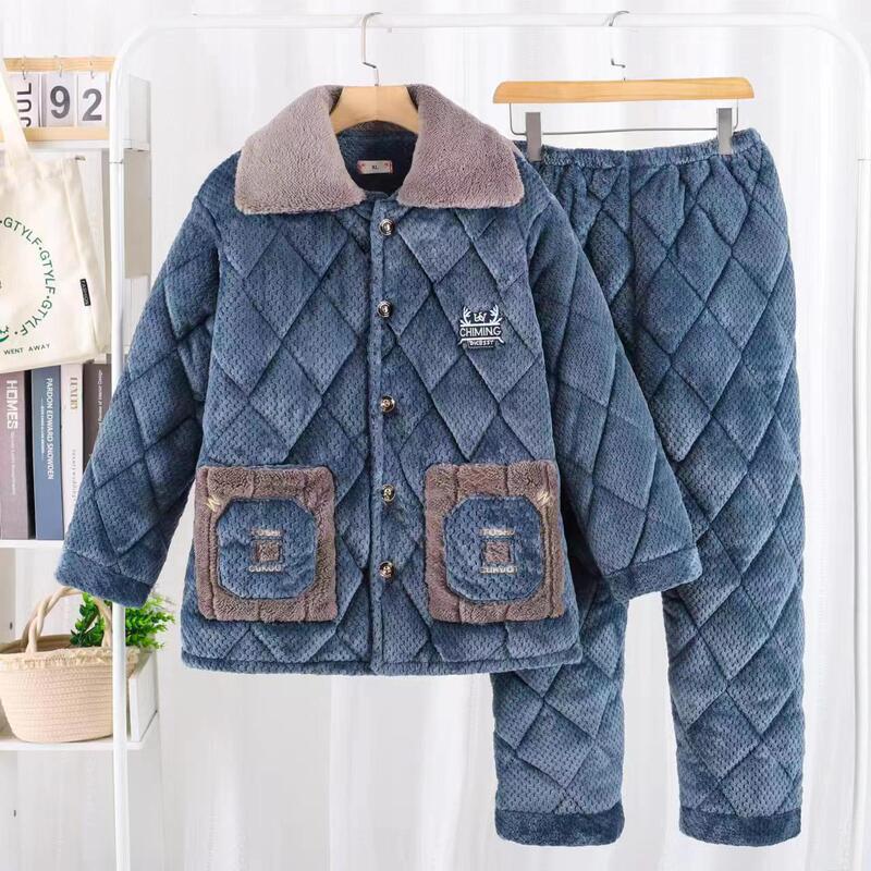 Cross-Border Thickened Cotton Ultra-Thick Three-Layer Flannel Winter Flannel Men's Thick Home Warm Casual Thick Winter Special Home