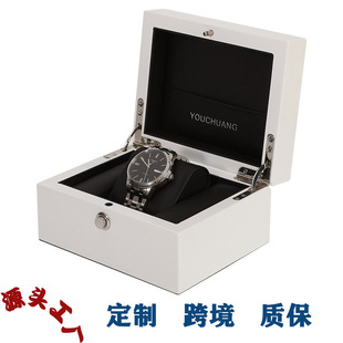 Customized High-Gloss High-End Flip-Top Wooden Painted Watch Box Watch Packaging Box Watch Storage Box Wooden Watch Box