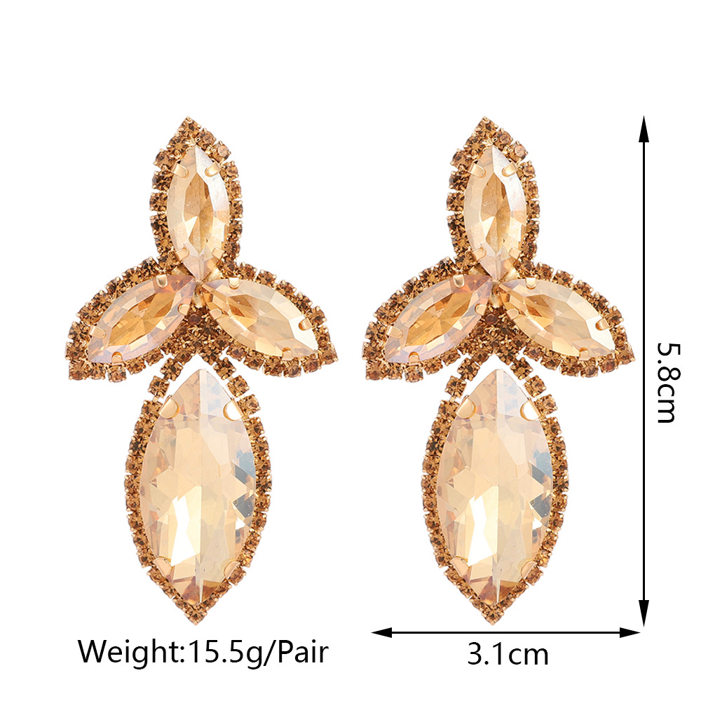 15g Weight Electroplated Gold Plating Process Retro Lady Simple Style Geometric Glass Inlay Artificial Gemstones Women's Earrings