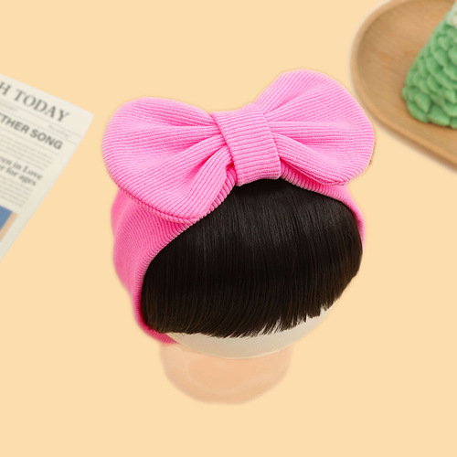 Children's ribbed wig bangs headband infant bow headband headwear baby fontanel protection cotton headband jewelry