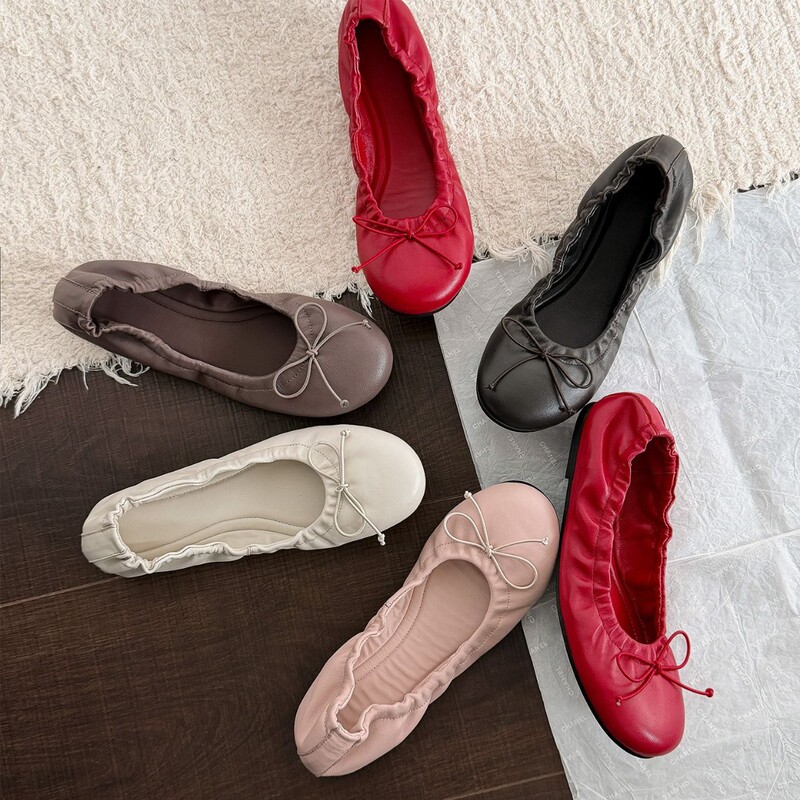 Shoes for homebodies, bow-tie shallow single shoes for women, 2026 summer new women's shoes, ballet shoes, egg roll shoes