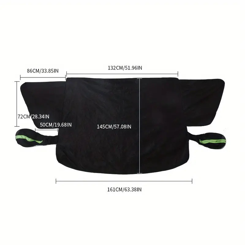 Car snow shield – Qìchē Cover Winter Windshield - oxford-cloth-snow-cover-green-reflective-strip