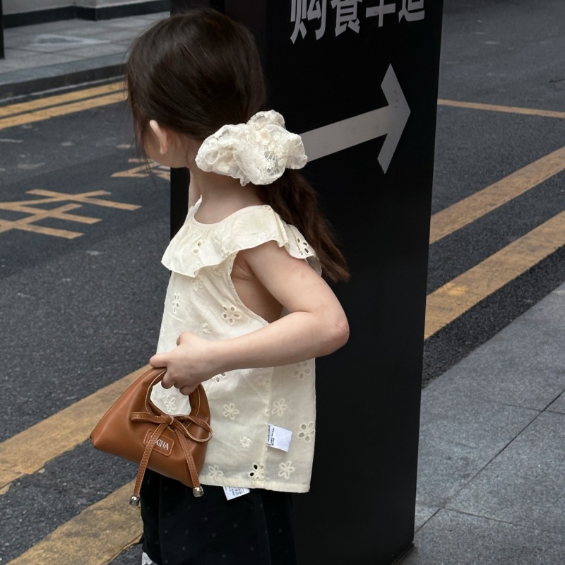 Bolsa de tendencia coreana para niñas, mini bolso de mano simple de color sólido, bolso de accesorios para niños de arco lindo