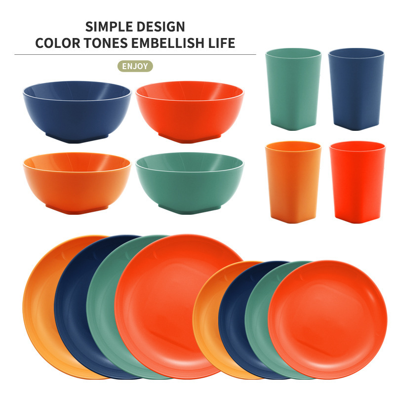 Cross-Border Nordic Bowl and Plate Set Household Bowl and Plate Tableware Set Plastic Plate Household Amazon Hot Style Ins
