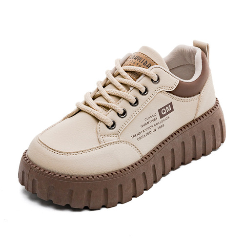 2024 Spring White Shoes Women's Shoes New Korean Style Student Thick-soled Height-increasing Shoes Soft-soled Casual Shoes Mom Breathable