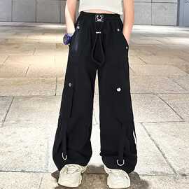 女童工装裤2026春装新款阔腿裤儿童中大童潮酷休闲长裤街舞爵士舞