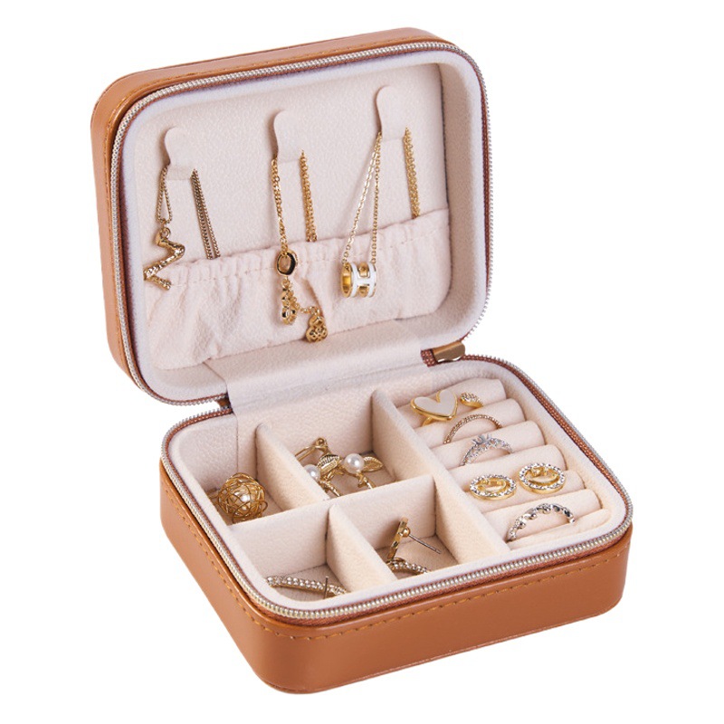 Cuero DE LA PU caja de joyería simple pendientes creativo joyería portátil caja de almacenamiento pendientes anillo pequeña caja de joyería