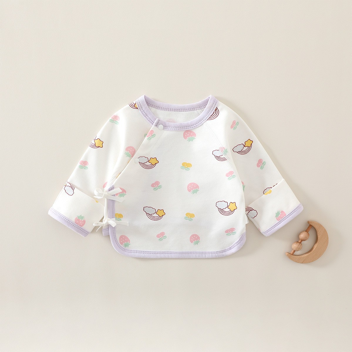 Ropa de media espalda recién nacido Four Seasons Algodón puro sin hueso bebé camisa de media manga bebé monje ropa Pijamas