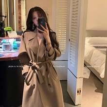 2025廓形中长款英伦风衣外套春秋翻领高个子加长立领气质大衣