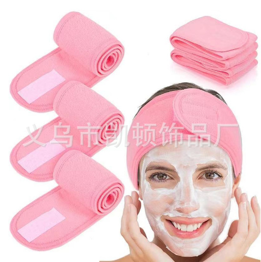 Banda para el cabello para el lavado de cara transfronterizo, máscara de maquillaje, pañuelo en la cabeza, cinta para el cabello con velcro, poliéster
