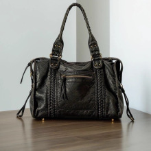 跨境2025法式复古机车包单肩斜挎包托特包大包女大容量包包水洗包