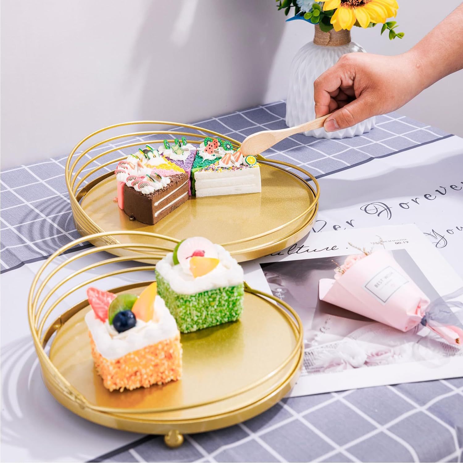 Transfronterizos Amazon temu postre estante de exhibición bandeja de pastel estante de pastel diseño de cumpleaños