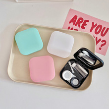 美瞳盒纯色韩系加厚方形DIY素材隐形眼镜伴侣盒收纳盒简约