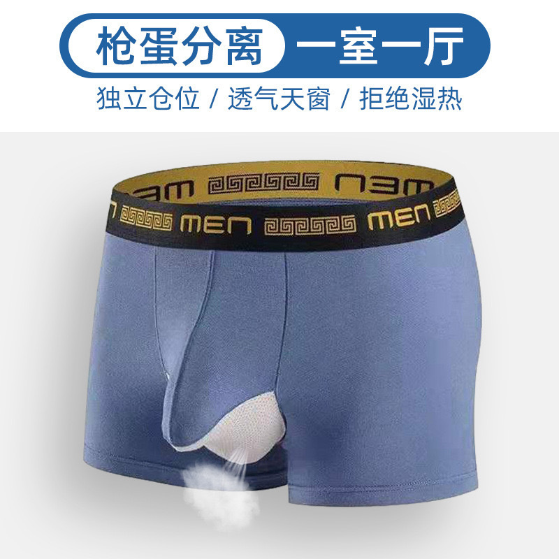 Men's Boxer Briefs with Separate Pouch, Modal Breathable Mesh Mid-Rise Youth Briefs, Trendy Men's Underwear