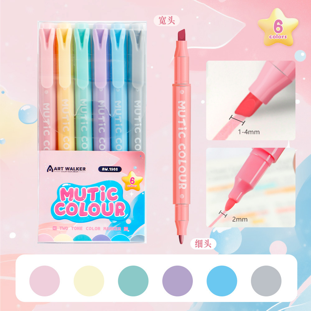 Morandi juego de resaltadores de dos cabezas, marcadores de estudiantes, resaltadores de marcado, protección ocular, marcadores de pintura de cuentas de mano