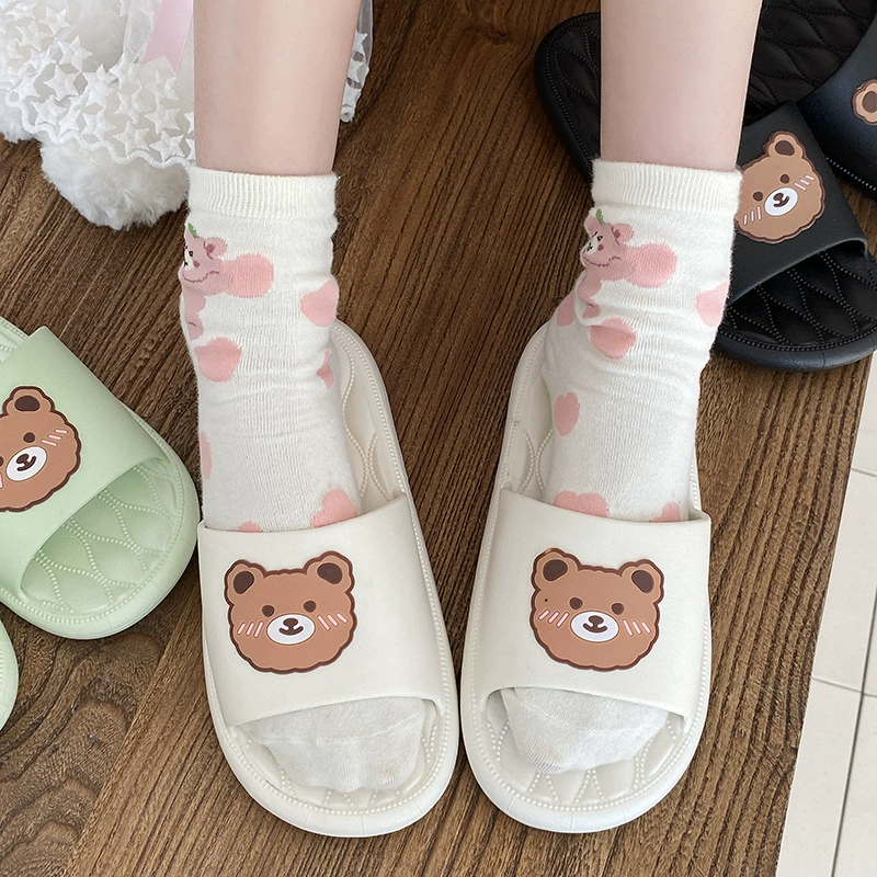 Женские тапочки с героями мультфильмов, новые летние милые девушки, сердце, домашнее общежитие, Тапочки для ванной, Нескользящие сандалии с мягкой подошвой для женщин