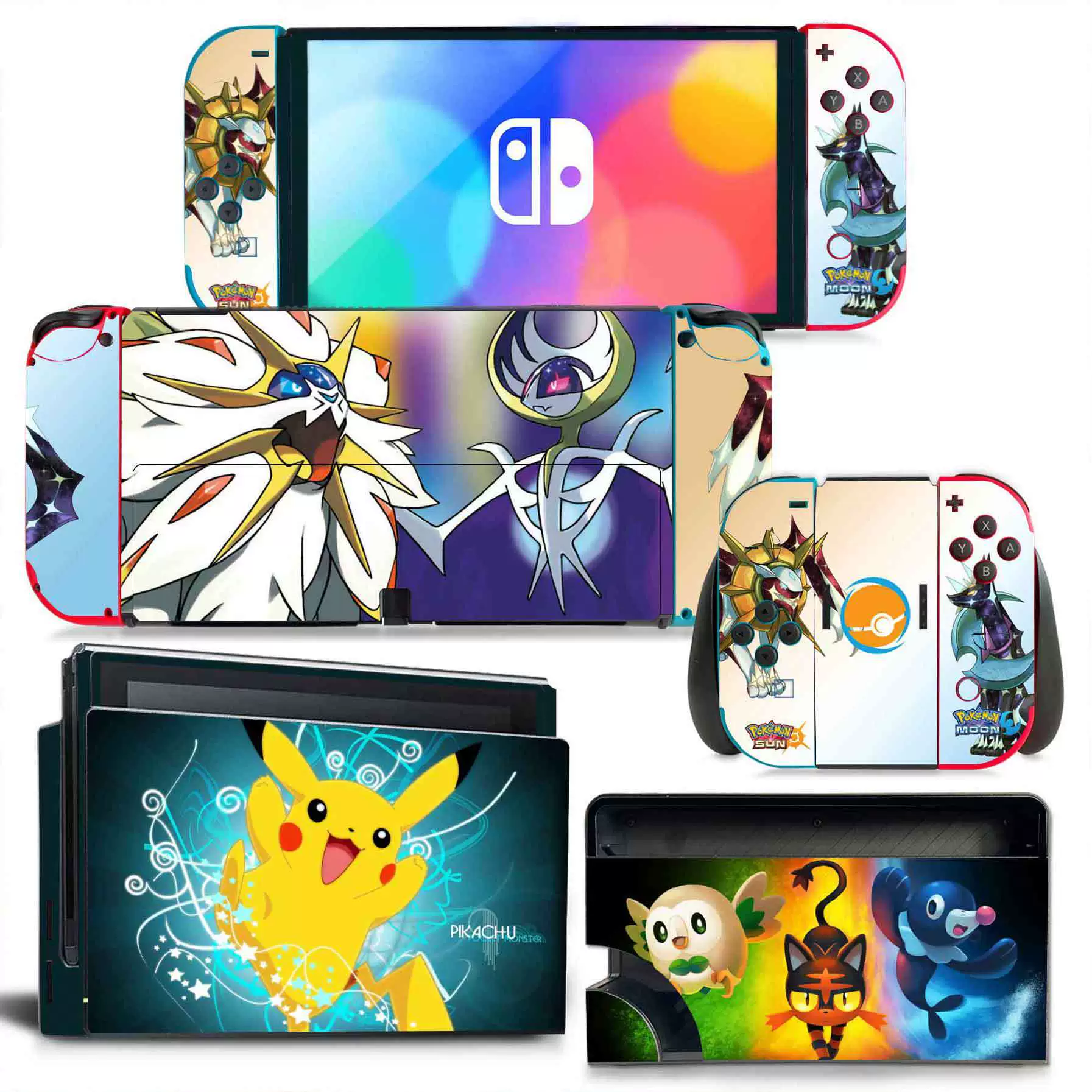 Подходит для наклейки на Switch OLED, мультфильм, Пикачу, без клея, матовая